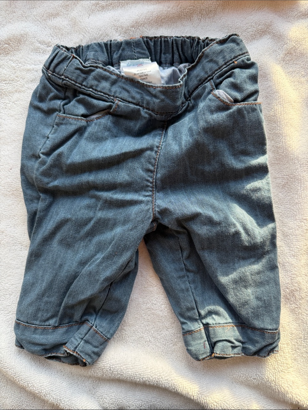 Jacadi Light Blue Elastic Waist Denim Baby Pants